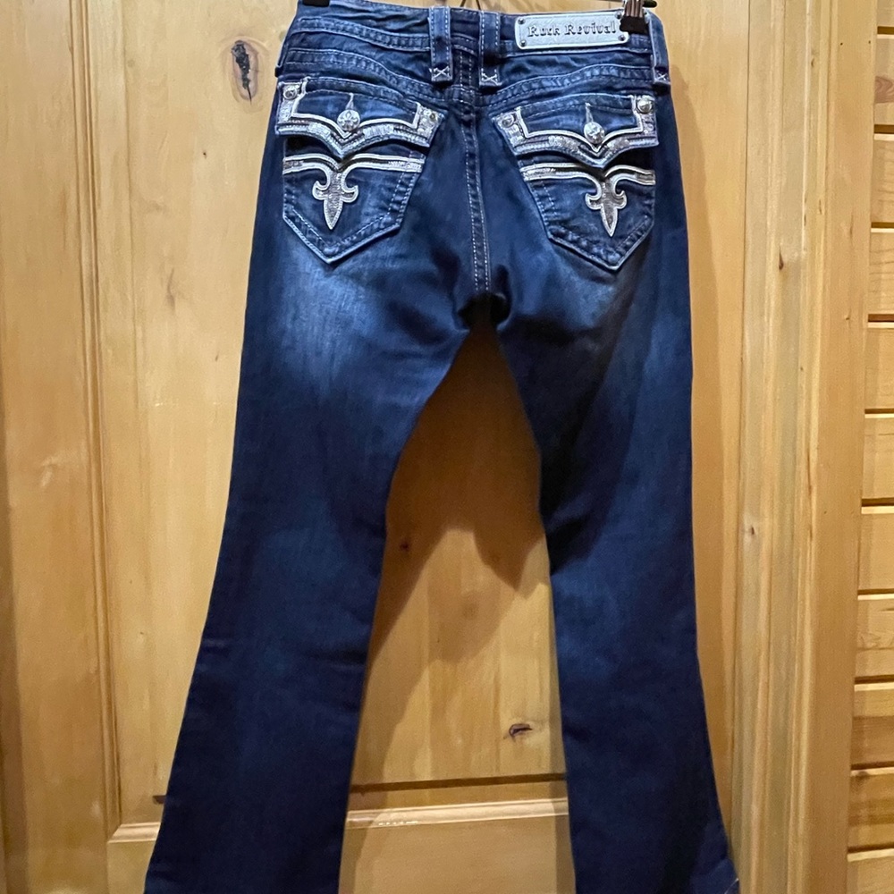 Rock Revival 26 boot cut jeans 28”inseam. Like new